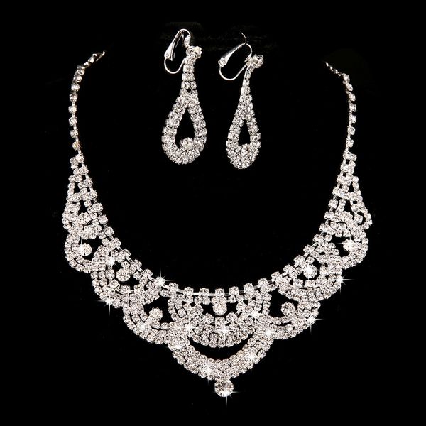 fashion women wedding jewelry sets shining tassel shaped necklace earrings set with luxury rhinestones charm crystal bridal jewelry sets, Silver
fashion women wedding jewelry sets shining tassel shaped necklace earrings set with luxury rhinestones charm crystal bridal jewelry sets, Silver