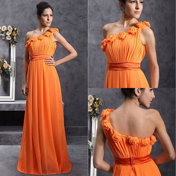 new orange long bridesmaid dresses with flowers one shoulder chiffon guest dress a-line plus size formal party gown 2017, White;pink
new orange long bridesmaid dresses with flowers one shoulder chiffon guest dress a-line plus size formal party gown 2017, White;pink