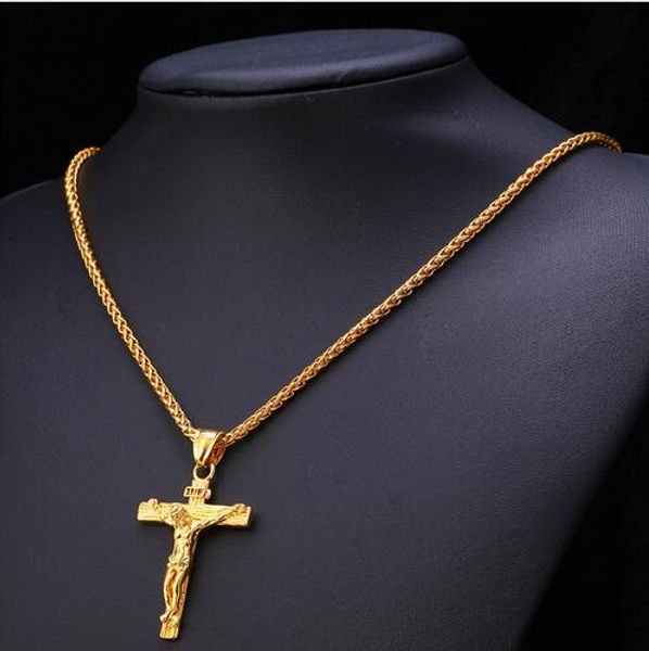 

Крест ИНРИ распятие Иисус кусок ожерелье золотой цвет нержавеющей стали мужчины