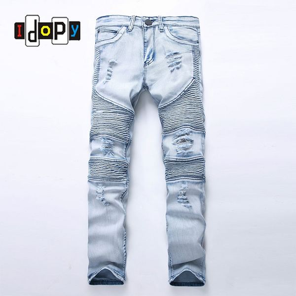 wholesale- fashion men's blue ripped jeans denim pants knee hole motorcycle biker jeans slim skinny destroyed torn denim trousers for
wholesale- fashion men's blue ripped jeans denim pants knee hole motorcycle biker jeans slim skinny destroyed torn denim trousers for