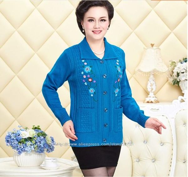 wholesale- 2017 autumn winter women sweater middle-aged and old women thick cardigan sweater lapel casual long-sleeved mom sweater z3400, White;black
wholesale- 2017 autumn winter women sweater middle-aged and old women thick cardigan sweater lapel casual long-sleeved mom sweater z3400, White;black