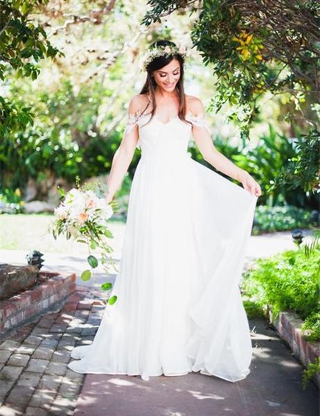 elegant beach wedding dresses off shoulder lace short sleeve floor length chiffon bridal gowns vestidos de noiva custom size, White
elegant beach wedding dresses off shoulder lace short sleeve floor length chiffon bridal gowns vestidos de noiva custom size, White
