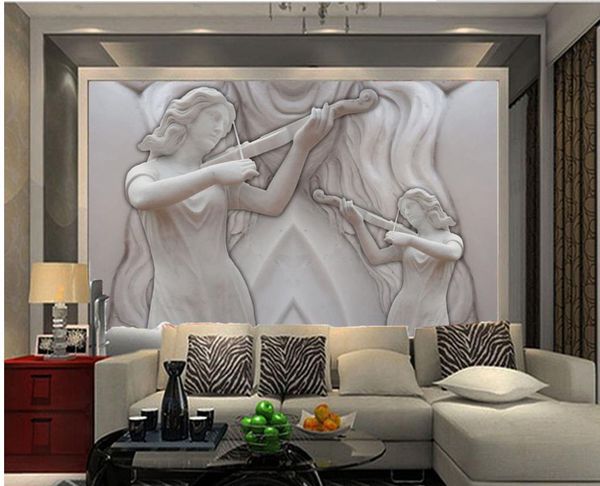 violin relief 3d stereo living room sofa tv background wall mural 3d wallpaper 3d wall papers for tv backdrop
