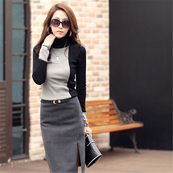 wholesale- korean women slim long sleeve sweater blouse turtleneck pullover, White;black
wholesale- korean women slim long sleeve sweater blouse turtleneck pullover, White;black