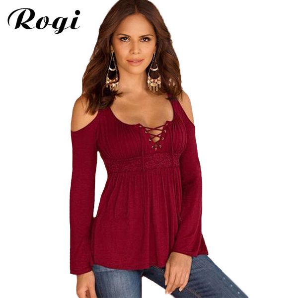 wholesale- rogi v-neck lace t-shirts women 2017 off shoulder jumper tunic female casual bandage t shirt camisetas mujer plus size, White
wholesale- rogi v-neck lace t-shirts women 2017 off shoulder jumper tunic female casual bandage t shirt camisetas mujer plus size, White