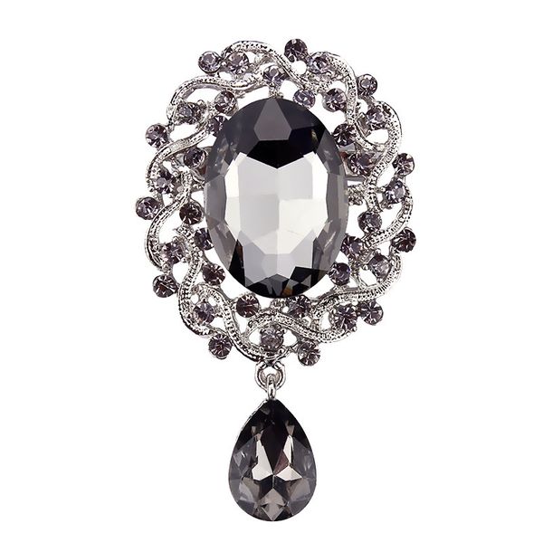 2.75" white k plated grey crystal rhinestone diamante luxury wedding bridal drop brooch women jewelry accessory, Gray
2.75" white k plated grey crystal rhinestone diamante luxury wedding bridal drop brooch women jewelry accessory, Gray
