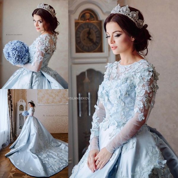 3d floral appliques ball gown wedding dresses long sleeve wedding gown custom color plus size bridal dress, White
3d floral appliques ball gown wedding dresses long sleeve wedding gown custom color plus size bridal dress, White