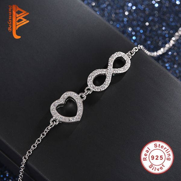 BELAWANG Authentic Cubic Zirconia Infinity&Heart Shape Bracelet 925 Sterling Silver Two Pendants Crystal Charm Bracelet For Women
BELAWANG Authentic Cubic Zirconia Infinity&Heart Shape Bracelet 925 Sterling Silver Two Pendants Crystal Charm Bracelet For Women