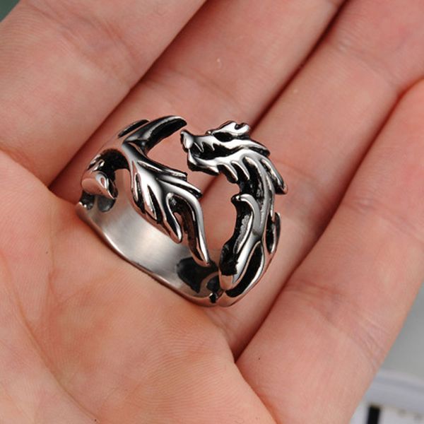 new fashion punk jewelry delicate accessories titanium english dragon ring for women / men lovers' trendy rings for party, Silver
new fashion punk jewelry delicate accessories titanium english dragon ring for women / men lovers' trendy rings for party, Silver