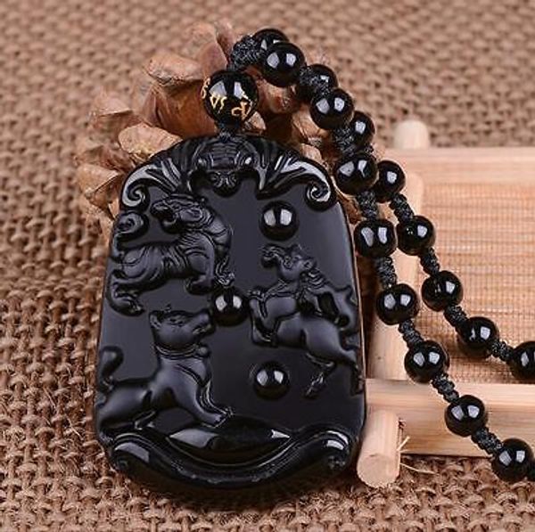 natural obsidian black jade pendant chinese zodiac twelve animals necklace a66, Silver
natural obsidian black jade pendant chinese zodiac twelve animals necklace a66, Silver