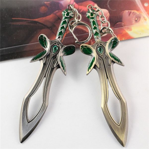 wholesale 12pcs/lot dota 2 the butterfly sword weapon key chain metal alloy keychain cosplay jewelry accesssory size 12cm, Silver
wholesale 12pcs/lot dota 2 the butterfly sword weapon key chain metal alloy keychain cosplay jewelry accesssory size 12cm, Silver