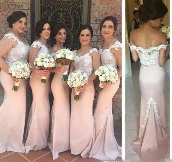 2021 appliques mermaid bridesmaid dresses for summer weddings 2017 new elegant off shoulders cap sleeves long train evening prom gowns, White;pink
2021 appliques mermaid bridesmaid dresses for summer weddings 2017 new elegant off shoulders cap sleeves long train evening prom gowns, White;pink