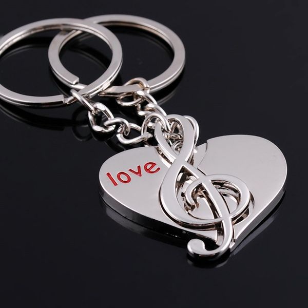 Cute love Heart Notes Couples keychain Alloy Key Keychain Lover wedding favours music note key chain sets, Silver
Cute love Heart Notes Couples keychain Alloy Key Keychain Lover wedding favours music note key chain sets, Silver