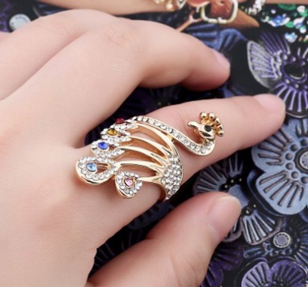 delicated peacock rings gold tone different color rhinestone fashion jewelry great gifts womens rings, Silver
delicated peacock rings gold tone different color rhinestone fashion jewelry great gifts womens rings, Silver