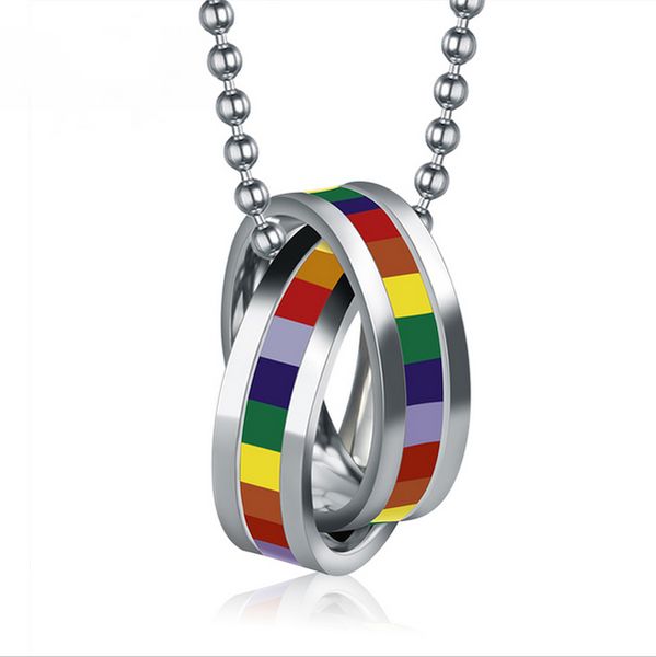rainbow double circle necklaces for women men stainless steel pendant jewelry resin charms necklaces& pendants ppn-006, Silver
rainbow double circle necklaces for women men stainless steel pendant jewelry resin charms necklaces& pendants ppn-006, Silver