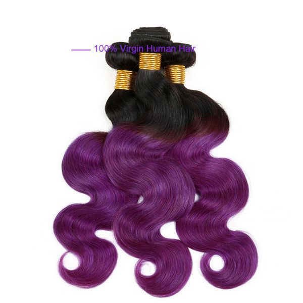 

Ombre переплетения волос расслоение два тона цвета ombre фиолетовый волна тела необработанной волны тела Бразильский перуанский индийский Ombre человеческих волос расширения