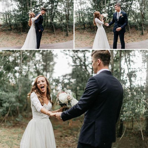 2017 modest chiffon bohemian lace wedding dresses long sleeves country wedding dresses v neck floor long bridal gown plus size custom made, White
2017 modest chiffon bohemian lace wedding dresses long sleeves country wedding dresses v neck floor long bridal gown plus size custom made, White