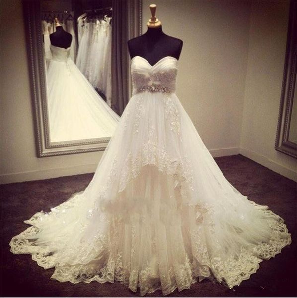 a line wedding dresses beading high waistline appliques lace tulle sweep train classic bridal gowns custom size, White
a line wedding dresses beading high waistline appliques lace tulle sweep train classic bridal gowns custom size, White