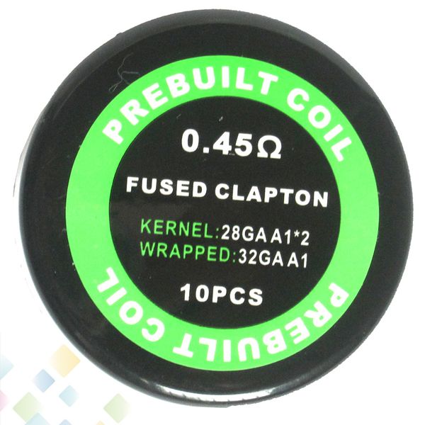 Prebuilt Fused Clapton Coil Resistance 0.45ohm 28GA*2+32GA Resistance Wire Electronic Cigarette Sold by PC Heating Wire DHL Free
Prebuilt Fused Clapton Coil Resistance 0.45ohm 28GA*2+32GA Resistance Wire Electronic Cigarette Sold by PC Heating Wire DHL Free