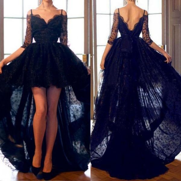 cocktail evening dresses vestidos festa spaghetti straps high low prom party dress backless illusion sleeves, Black;red
cocktail evening dresses vestidos festa spaghetti straps high low prom party dress backless illusion sleeves, Black;red