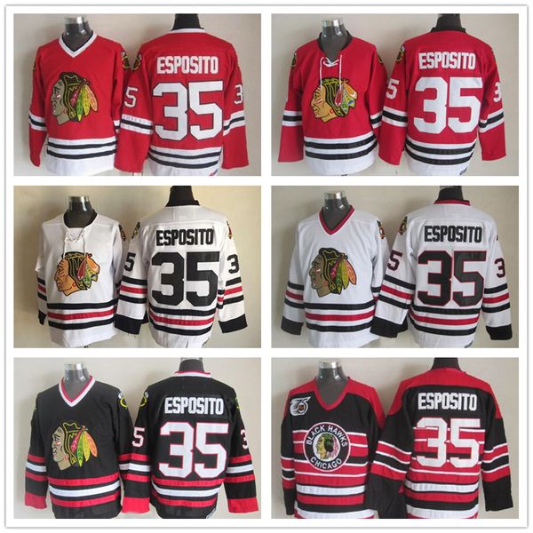 Mens Chicago Blackhawks Hockey Jerseys #35 Tony Esposito Red White Vintage Tony Esposito 75th Anniversary Black Stitched Jersey M-XXXL
Mens Chicago Blackhawks Hockey Jerseys #35 Tony Esposito Red White Vintage Tony Esposito 75th Anniversary Black Stitched Jersey M-XXXL