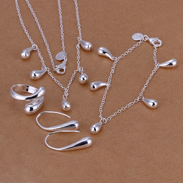 gift water droplets sterling silver plated jewelry set for women es218,fashion 925 silver necklace bracelet earring ring set, Black
gift water droplets sterling silver plated jewelry set for women es218,fashion 925 silver necklace bracelet earring ring set, Black
