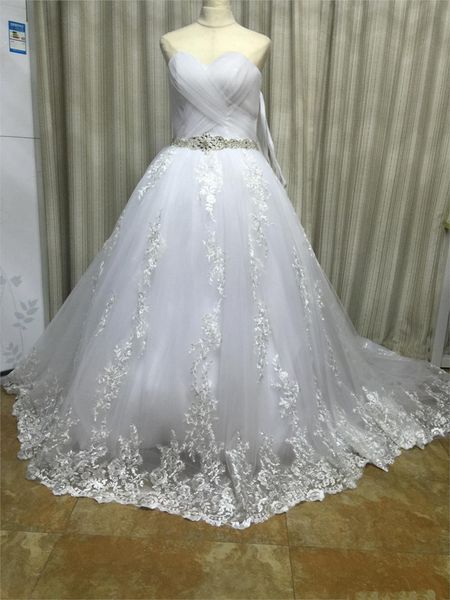 2017 elegant lace crystal ball gown wedding dresses with appliques plus size bridal gowns vestido de novia bw05, White
2017 elegant lace crystal ball gown wedding dresses with appliques plus size bridal gowns vestido de novia bw05, White