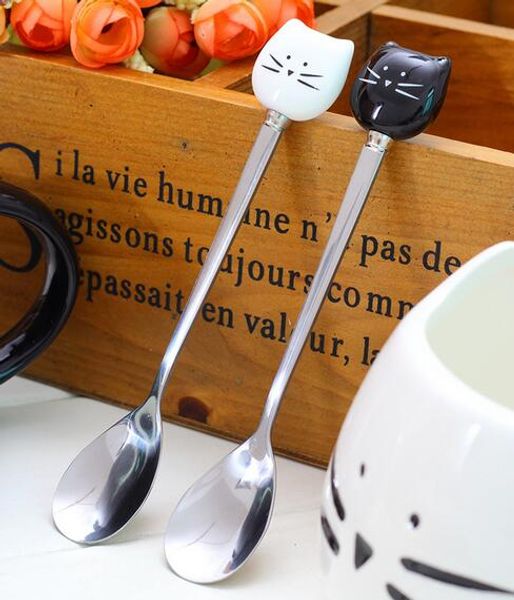 stainless steel cartoon spoons cat ceramic spoons unique ice cream flatware kitchen tool black white
stainless steel cartoon spoons cat ceramic spoons unique ice cream flatware kitchen tool black white