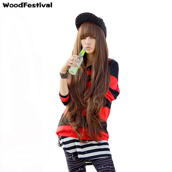 woodfestival 80cm long brown wigs with bangs ladies curly hair wig women loose wavy synthetic fiber daily wera gift, Black
woodfestival 80cm long brown wigs with bangs ladies curly hair wig women loose wavy synthetic fiber daily wera gift, Black