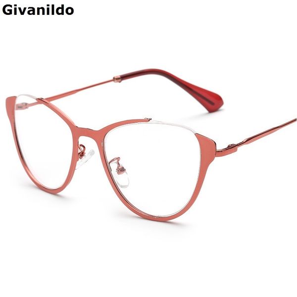 

wholesale- givanildo metal cat eye myopia glasses ornament spectacles frame eyeglasses frames women plain glass eyewear g323, Silver