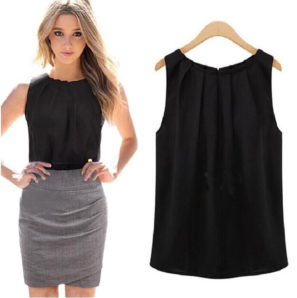 women's plus size t-shirt women blouses roupas femininas tropical fold sleeveless chiffon ladies casual clothing, Black
women's plus size t-shirt women blouses roupas femininas tropical fold sleeveless chiffon ladies casual clothing, Black