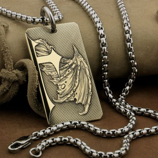 linsion high detail deep laser engraved brass devil wing cross pendant biker punk dogtag 9x029b steel necklace 24 inches, Silver
linsion high detail deep laser engraved brass devil wing cross pendant biker punk dogtag 9x029b steel necklace 24 inches, Silver