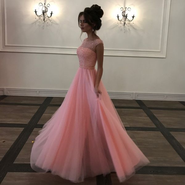 pink beaded tulle long prom dresses scoop neck cap sleeves backless evening gowns modest evening dresses party dresses, Black
pink beaded tulle long prom dresses scoop neck cap sleeves backless evening gowns modest evening dresses party dresses, Black