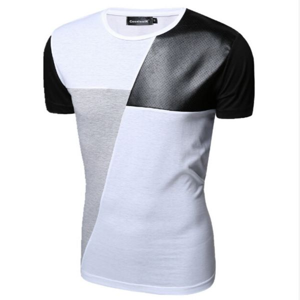 m-xxl pu leather t shirt men splice short sleeve t-shirt fashion cotton casual o-neck hip hop mens tee, White;black
m-xxl pu leather t shirt men splice short sleeve t-shirt fashion cotton casual o-neck hip hop mens tee, White;black