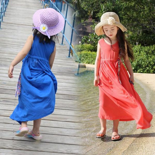 2017 summer girls solid color sleeveless vest long holiday beach dress children casual dress with bow belt, Red;yellow
2017 summer girls solid color sleeveless vest long holiday beach dress children casual dress with bow belt, Red;yellow