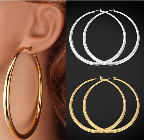 

Hot Sale 18K Real Gold Plated Elegant Larger Size Women Hoop Earrings Fashion Costume Jewelry Trendy Big Earrings Wholesale for women