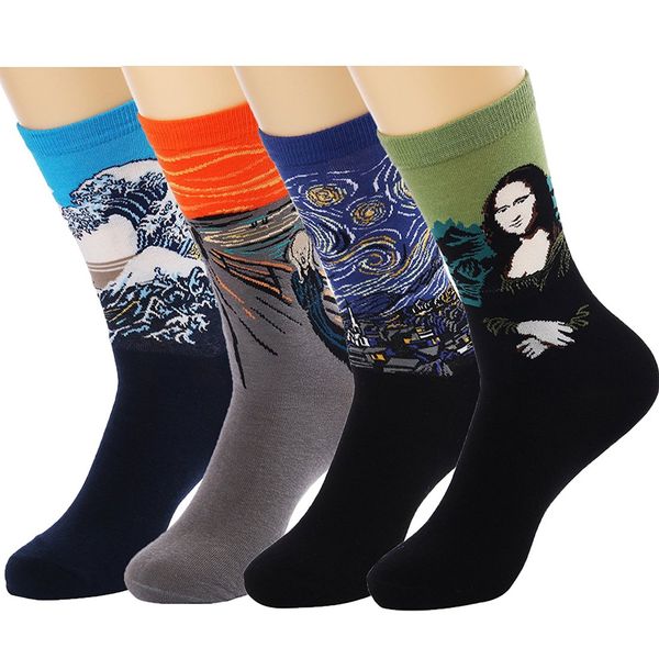 4 packs women funny famous painting art printed high dress ankle socks cotton,multicolors, Black;white
4 packs women funny famous painting art printed high dress ankle socks cotton,multicolors, Black;white