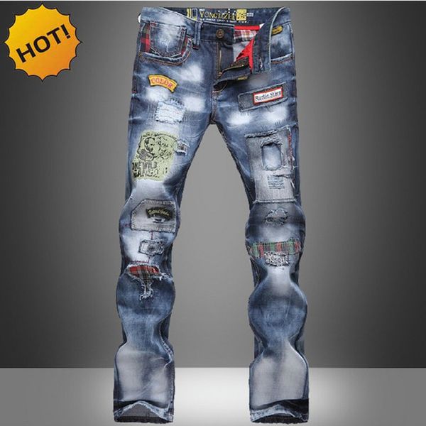017 fashion hip hop dance denim jeans men cowboy multi patch washing printed street wear straight slim fit hole ripped pants, Blue
017 fashion hip hop dance denim jeans men cowboy multi patch washing printed street wear straight slim fit hole ripped pants, Blue