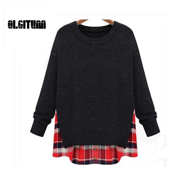wholesale- olgitum 2017 women fashion side split patchwork tracksuits casual slim hoodies sweatshirt pullover plaid plus size sw055, Black
wholesale- olgitum 2017 women fashion side split patchwork tracksuits casual slim hoodies sweatshirt pullover plaid plus size sw055, Black