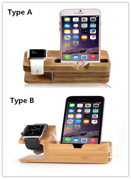 

2 в 1 Bamboo Wood Desktop зарядки док-подставка для iPhone телефон держателя зарядное устройст