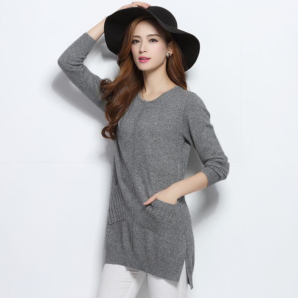 wholesale-women pullovers 100% pure goat cashmere sweater 2016 new winter warm long skirts o neck pockets fashion tops standard clothes, White;black
wholesale-women pullovers 100% pure goat cashmere sweater 2016 new winter warm long skirts o neck pockets fashion tops standard clothes, White;black
