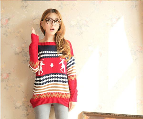 wholesale- o- collar pullover animal reindeer sleeve long knitted winter warm christmas sweater women wholesale, White;black
wholesale- o- collar pullover animal reindeer sleeve long knitted winter warm christmas sweater women wholesale, White;black