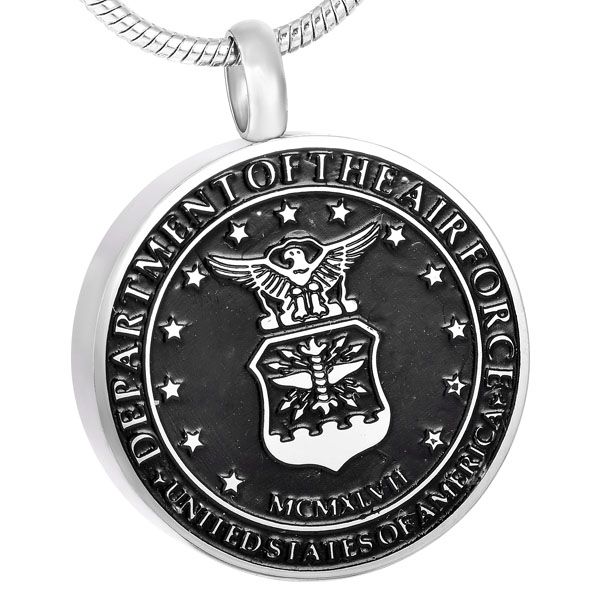 air force round stainless steel cremation pendant necklace memory ashes keepsake urn stash funeral necklace, Silver
air force round stainless steel cremation pendant necklace memory ashes keepsake urn stash funeral necklace, Silver