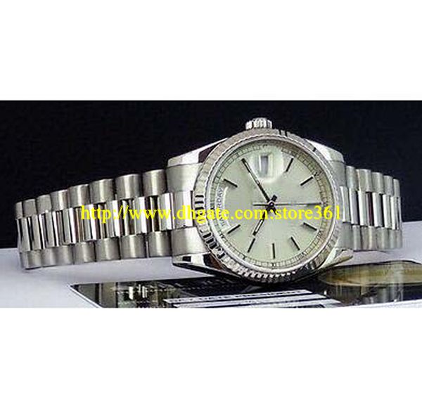 store361 new arrive watches mens white gold 36mm president silver dial 118239, Slivery;brown
store361 new arrive watches mens white gold 36mm president silver dial 118239, Slivery;brown