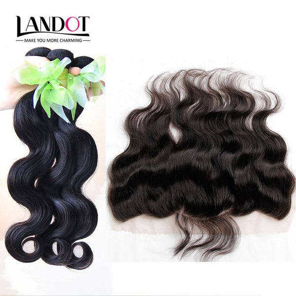 

9a ear to ear 13x4 lace frontal closure with 3 bundles brazilian virgin human hair weaves body wave peruvian indian malaysian hair closures, Black