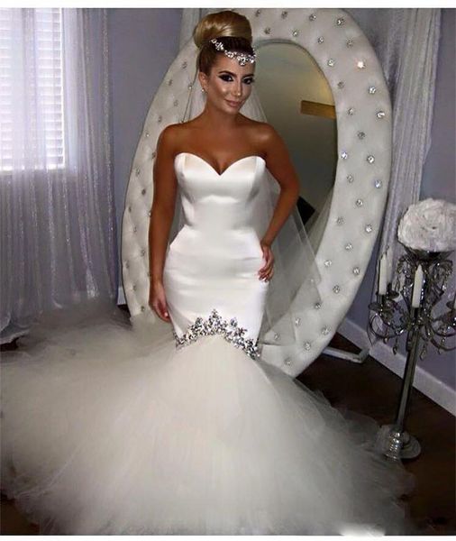 modest plus size arabic mermaid wedding dresses 2017 sweetheart beaded crystals court train custom made garden country bridal wedding gowns, White
modest plus size arabic mermaid wedding dresses 2017 sweetheart beaded crystals court train custom made garden country bridal wedding gowns, White