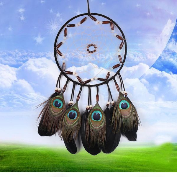 

Fashion Hot Handmade Peacock Dreamcatcher Wind Chimes Indian Style Feather Pendant Dream Catcher Wall Hanging Decoration Gift
