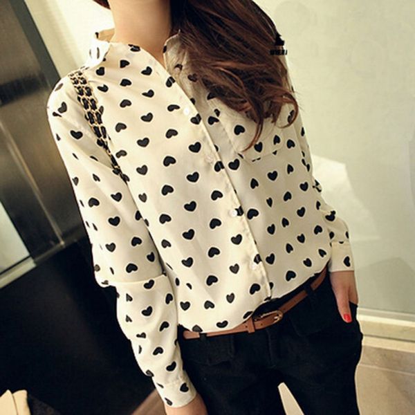 New Retro Vintage Women's Chiffon Button Down Blouse Heart Print Casual Shirt Women Clothes
New Retro Vintage Women's Chiffon Button Down Blouse Heart Print Casual Shirt Women Clothes