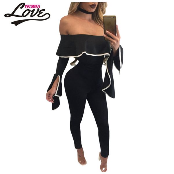 wholesale- dearlove winter womens rompers party black flounce off shoulder bell sleeve jumpsuit long femme 2017 overalls clubwear lc64219, Black;white
wholesale- dearlove winter womens rompers party black flounce off shoulder bell sleeve jumpsuit long femme 2017 overalls clubwear lc64219, Black;white