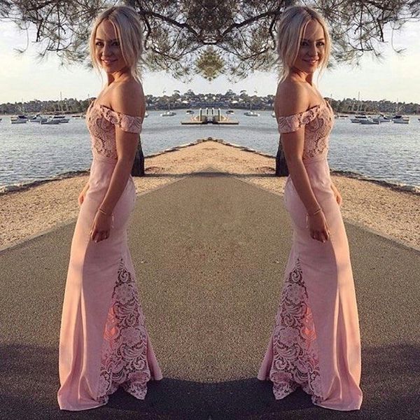 elegant long formal dresses for women 2017 lace off shoulder mermaid sweep train corset bridesmaid dresses covered button back sweep train, White;pink
elegant long formal dresses for women 2017 lace off shoulder mermaid sweep train corset bridesmaid dresses covered button back sweep train, White;pink